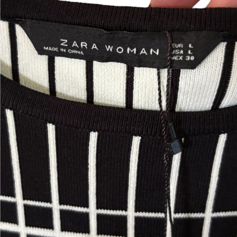 ZARA-NWT large geometric fit & flare mini skater dress. Black/white. New w/tag! - Picture 11 of 15